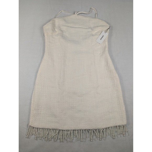NEW Jason Wu Ivory Tweed Textured Knit Pearl Bead Fringe Bridal Mini Dress Large NEW Jason Wu Ivory Tweed Textured Knit Pearl Bead Fringe Bridal Mini Dress Large